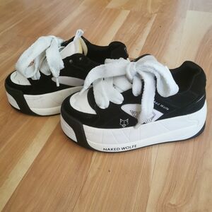 Naked Wolfe Platform Sneaker Black and White (US 6.5)